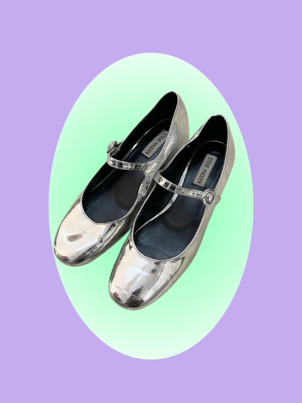 steve madden silver mary jane block heel